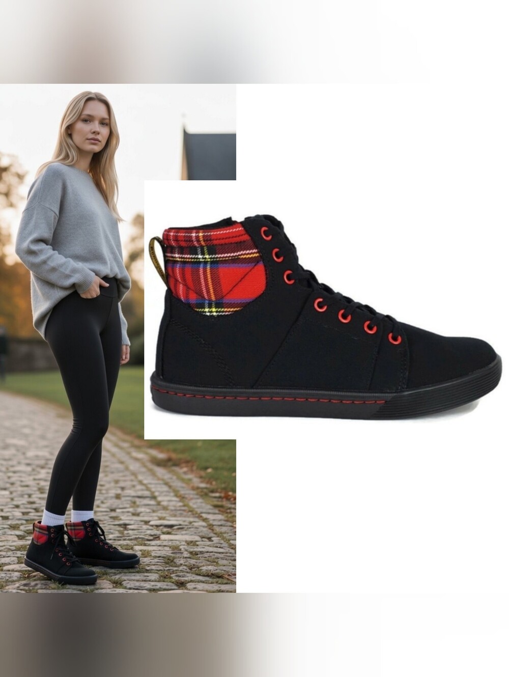 New Dr martens rozarya ankle boots black red stewart canvas lace zip sneakers
